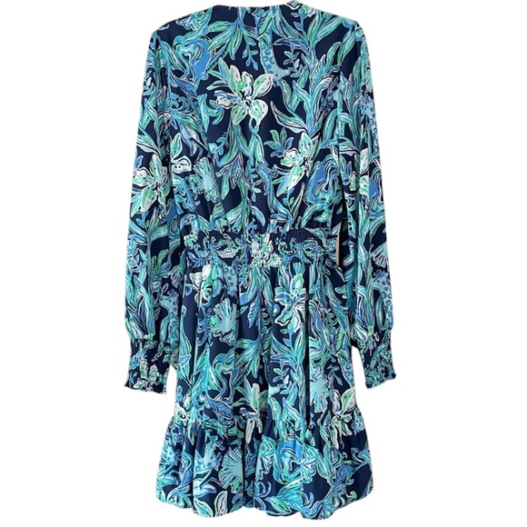 Lilly Pulitzer Cristiana Stretch Dress High Navy Take it or Leaf it Women’s 12 - Picture 5 of 13